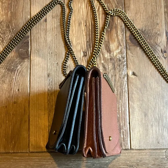 2- Madewell The Chain Leather Crossbody Bags in Black and Brown - Picture 5 of 11